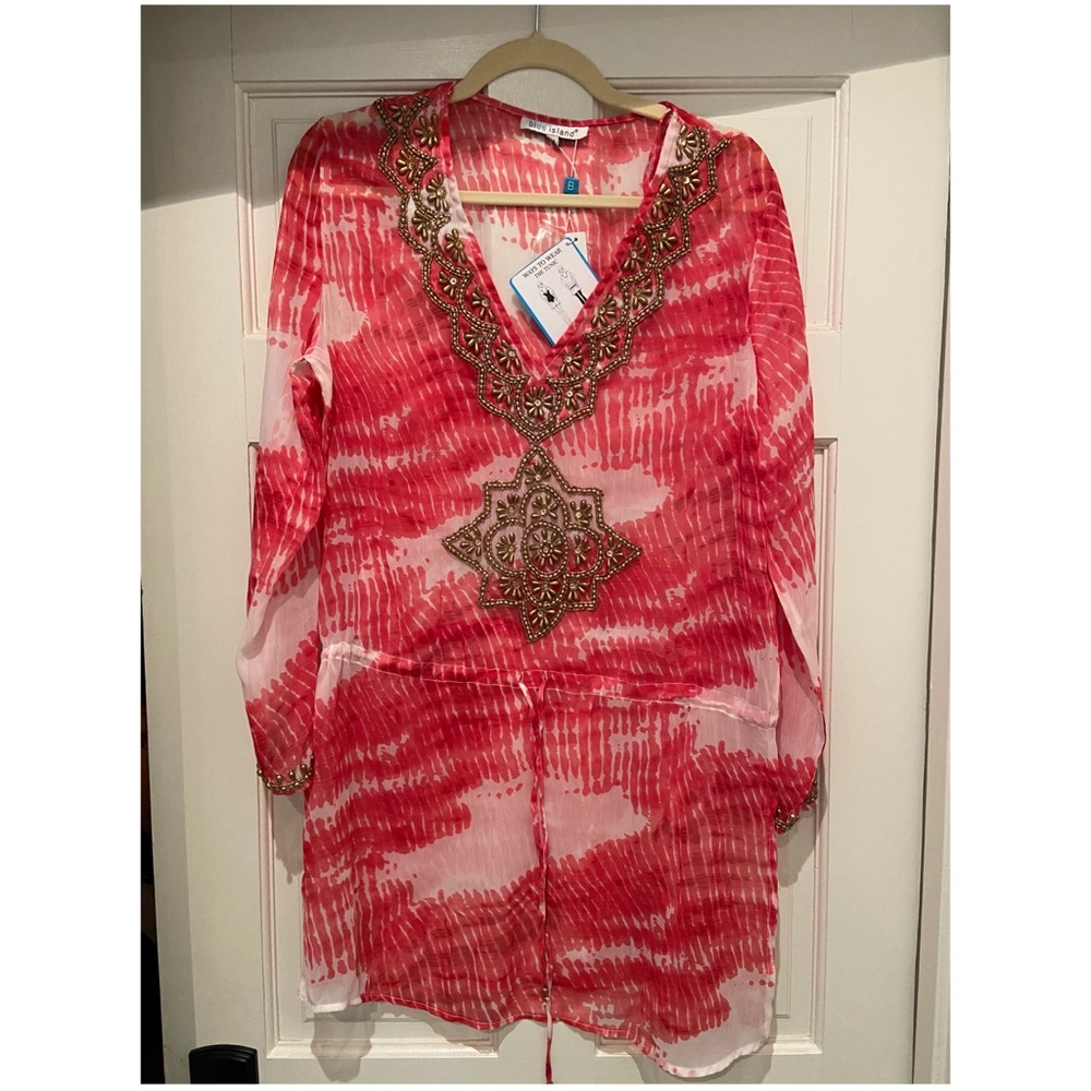 Blue Island Beaded Cover Up